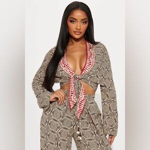 ✨ Plus Size Geometric Patterned Top & Pant Set | Resort Wear, Beach Wear Set